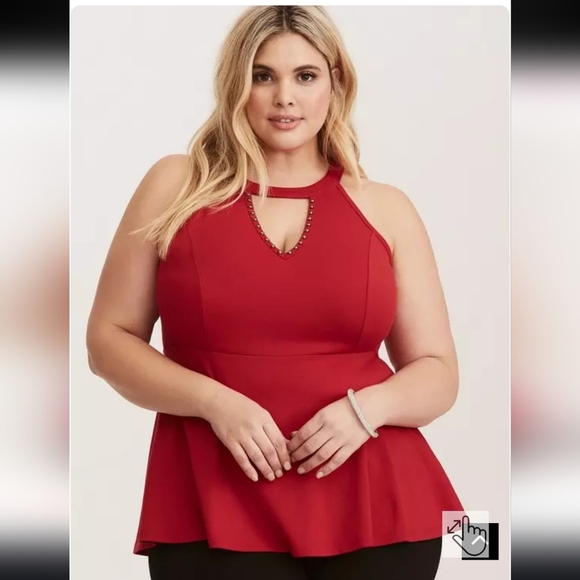 Nwot TORRID 2X Ponte Studded Peplum Top - Picture 1 of 5